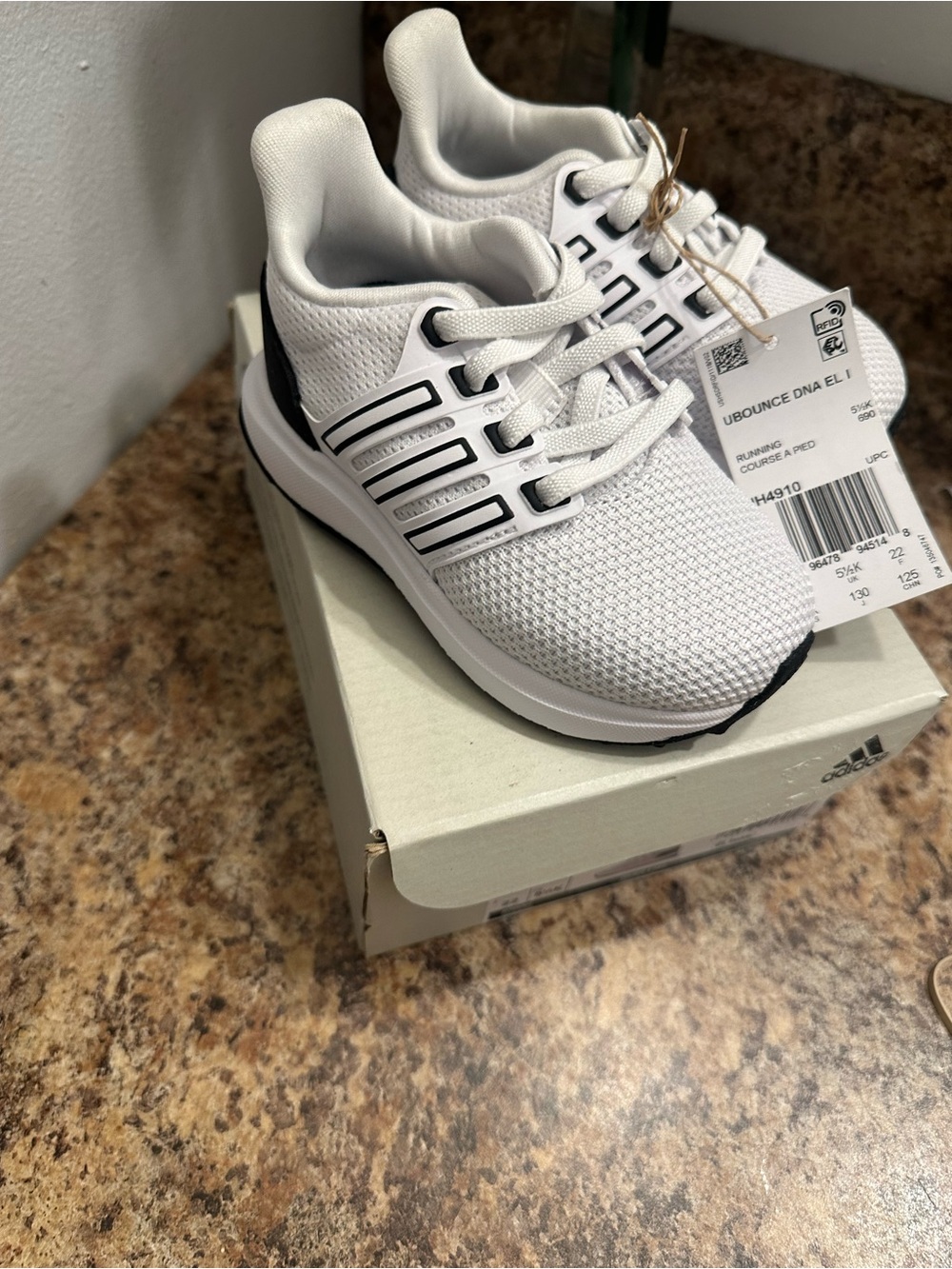 adidas Kids White and Black Running Sneakers